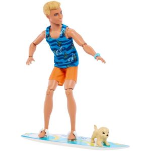 Barbie ​Ken Doll with Surfboard and Pet Puppy