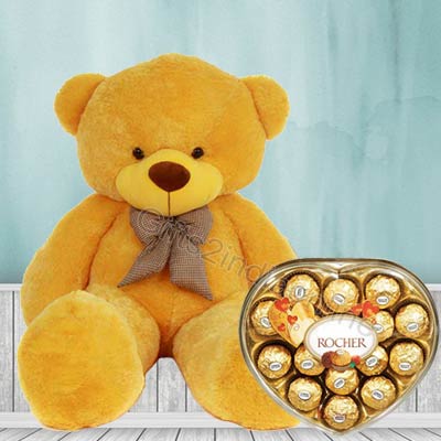 Big Teddy with Heart Chocolates
