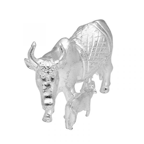 Silver Kamdhenu Cow With Calf