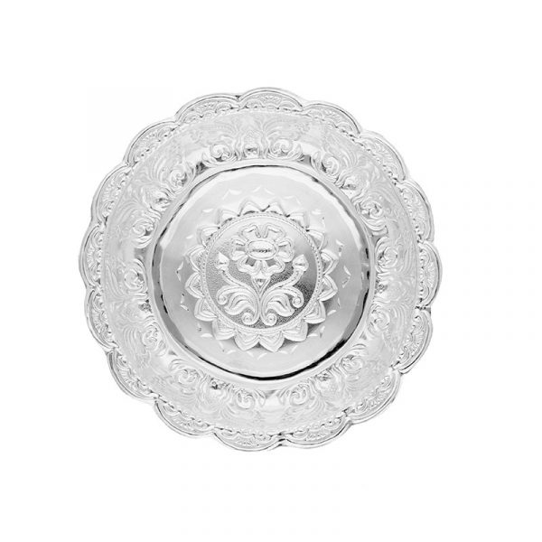 Flower Silver Pooja Tray