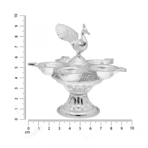 Peacock Silver Pooja Diya Stand