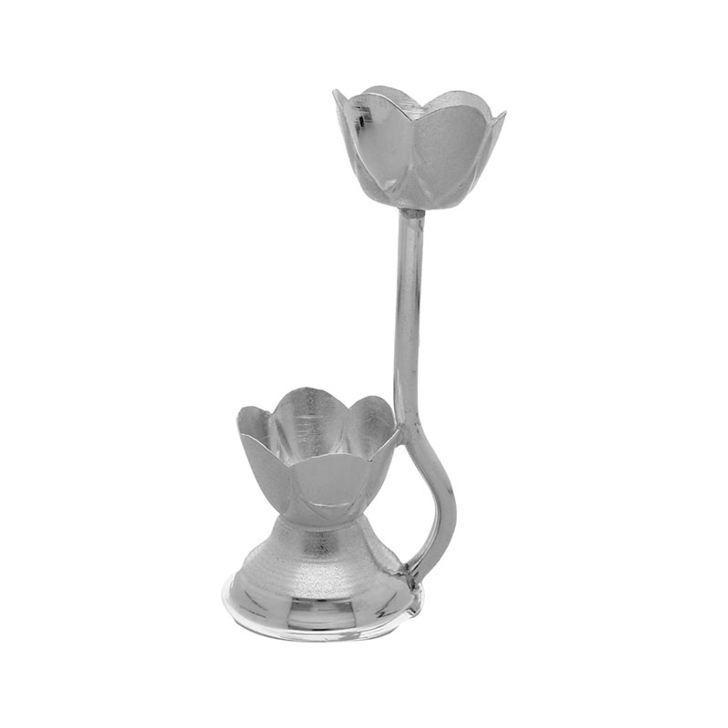 Floral Silver 2 Diya Stand