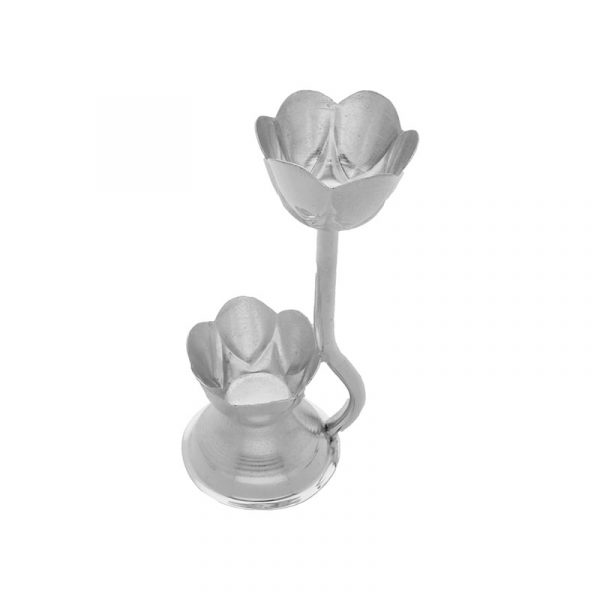 Floral Silver 2 Diya Stand