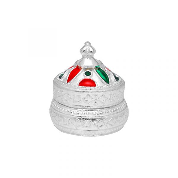 Round Silver Kumkum Dabbi