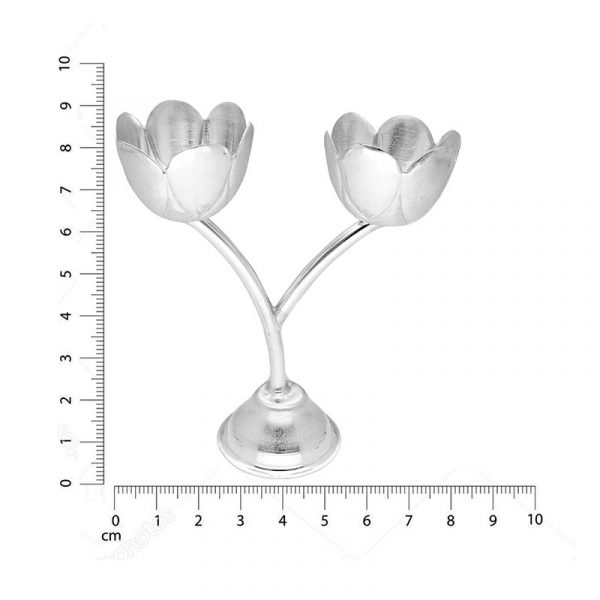 Floral Silver Diya Stand