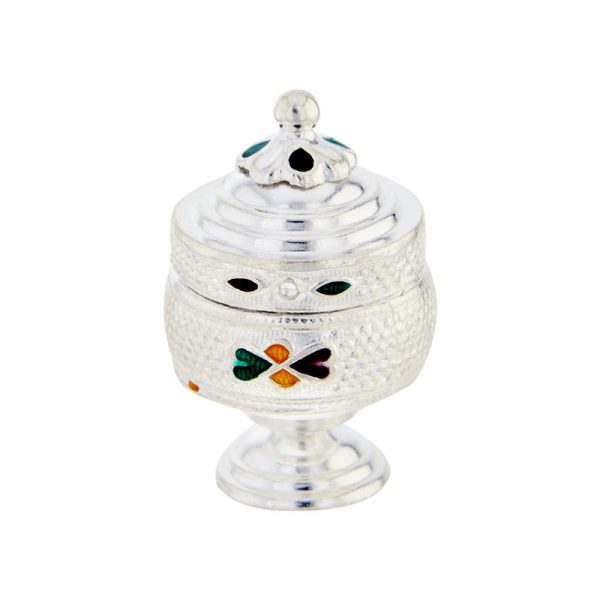 Silver Flower Kumkum Dabbi