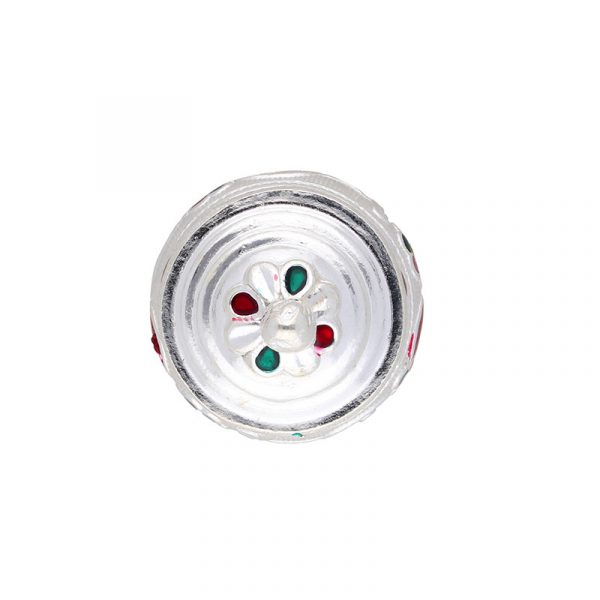 Silver Flower Kumkum Dabbi