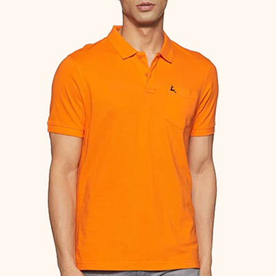 Orange Solid Polo T Shirt for Men
