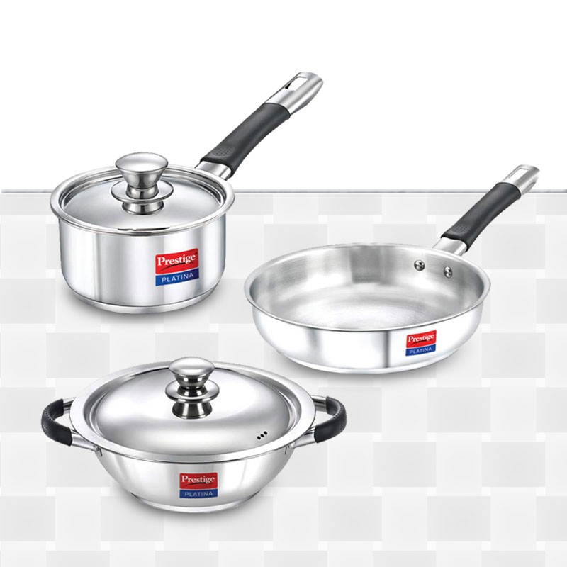 Prestige Platina 3 Piece Stainless Steel Kitchen Giftset