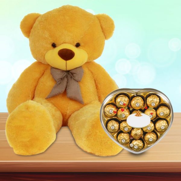 Big Teddy with Heart Chocolates