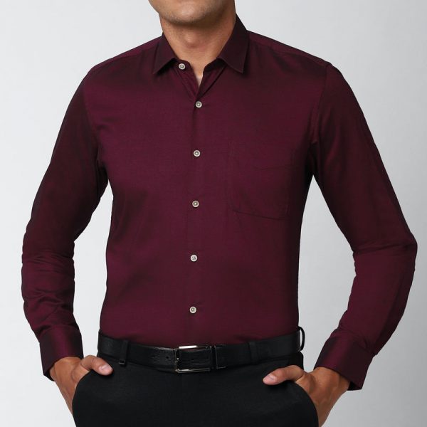Oxemberg Maroon Full Sleeve Shirt for Men