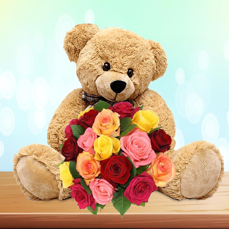 Life Size Teddy with Roses Midnight Surprise Gift