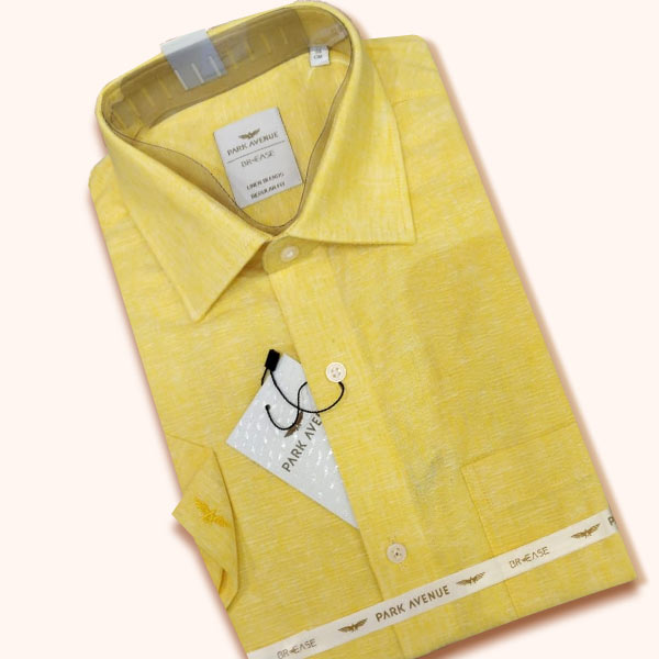 Park Avenue Yellow Half Sleeve Slim Fit Shirt