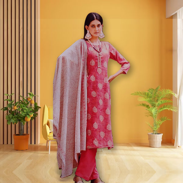 Red Designer Salwar with Golden Foil Work