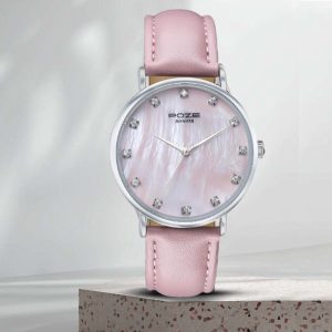 Sonata Poze Quartz Analog Pink Mother Of Pearl Dial Pink Color Leather Strap Watch For Women