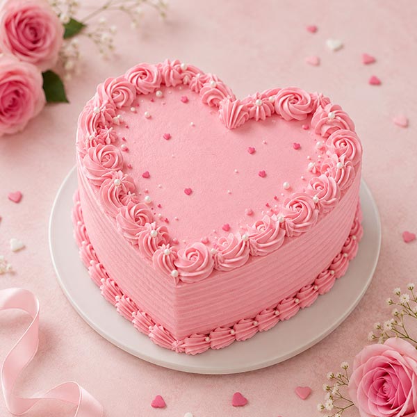 Strawberry Heart Eggless Cake