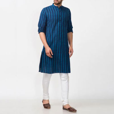 Dark Blue Striped Kurta