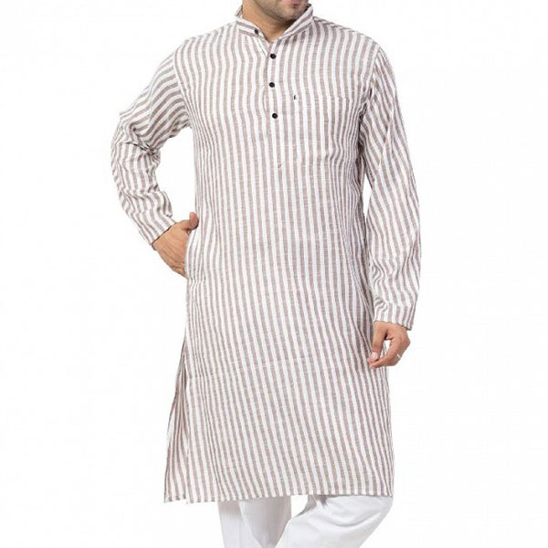 Self Stripe Cotton Punjabi Kurta