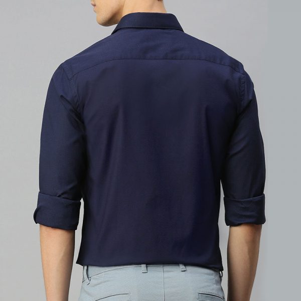 Navy Blue Slim Fit Solid Raymond Shirt