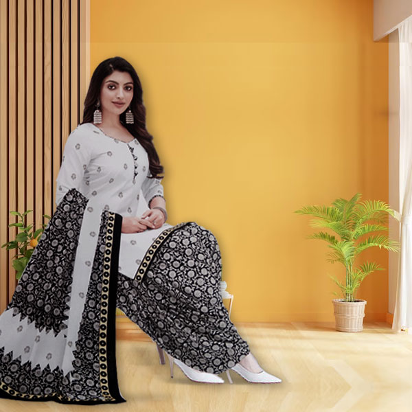 White Printed Cotton Salwar