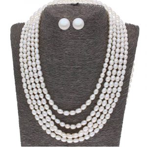 5 Line Plain Oval Pearl Set