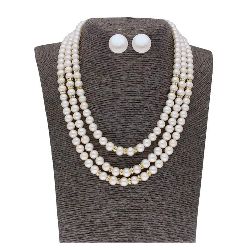 3 Line 5-6MM Round Pearl Set