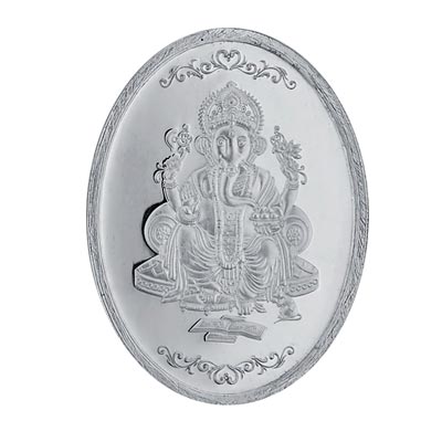 Ganesh Oval  Silver Coin 99.9% Pure