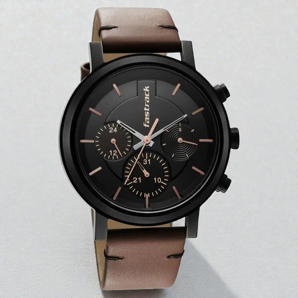 FastrackTick Tock Black Dial Watch for Guys