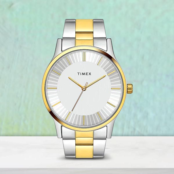 Timex Two Tone Silver Dial Watch for Men