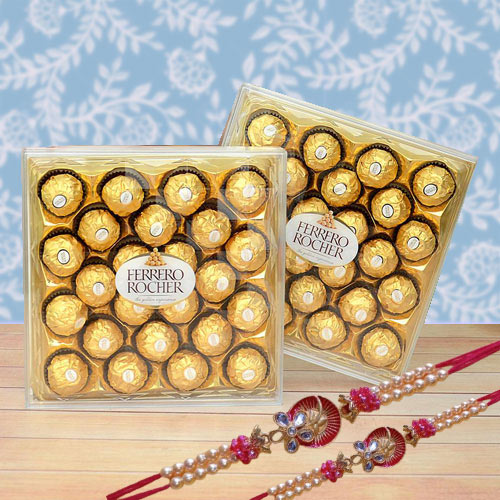 2 Rakhi with 2 box of Ferrero Rocher 24pcs