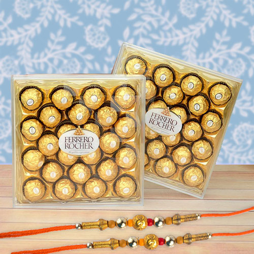 2 Rakhi with 2 box of Ferrero Rocher 24pcs