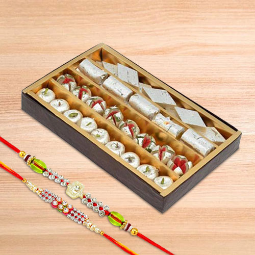 2 Rakhi with Pure Kaju Mixed Sweets