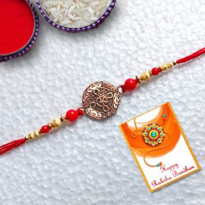 Antique Om Rakhi with Rakhi Card