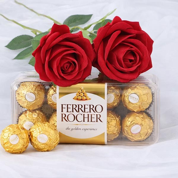 Artificial Red Roses Ferrero Rocher Combo