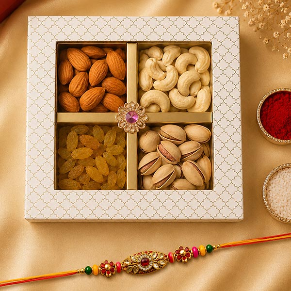 Assorted Dry Fruits Box with Rakhi