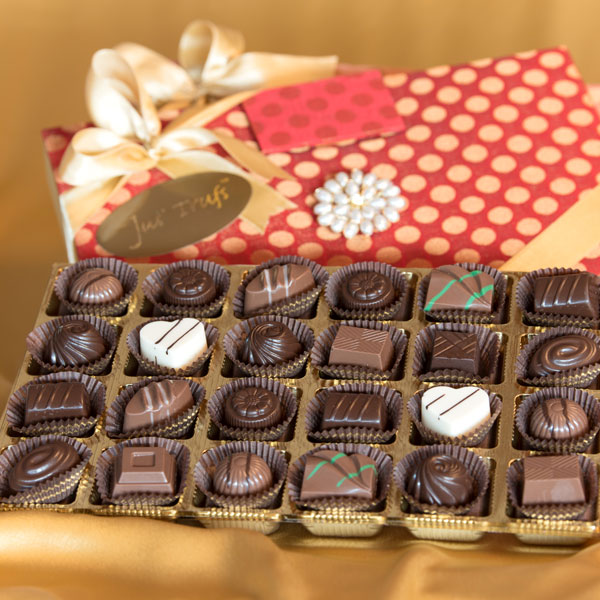 Designer Brocade Box of 24 Classic Chocolate Truffles