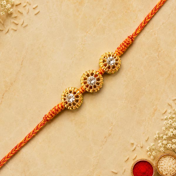 Golden Metal Stone Rakhi