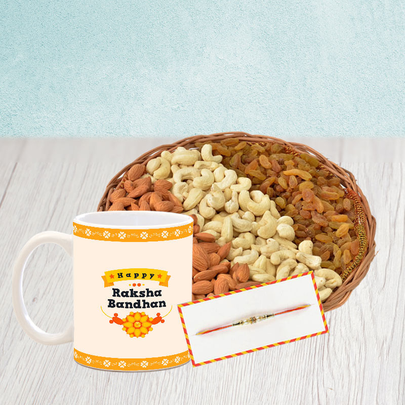 Happy Raksha Bandhan Mug with Dry Fruits