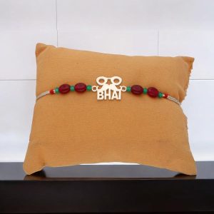 Elegant Colorful Pure Silver Bhai Rakhi