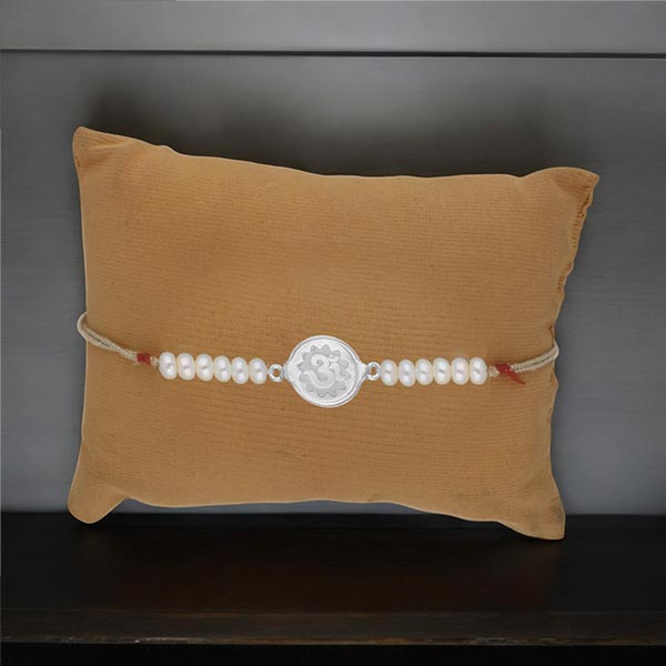 Spiritual Om Design Silver Rakhi