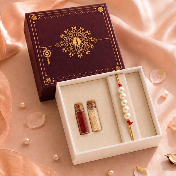 Glittering Precious Pearl Rakhi