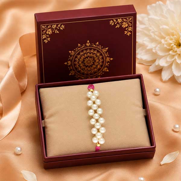 Sophistication White Pearl Rakhi for Brother