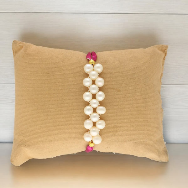 Sophistication White Pearl Rakhi for Brother