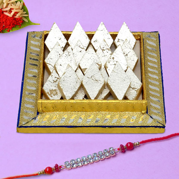 Kaju Barfi Thali with Rakhi