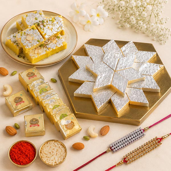 My Rakhi Sweets Hamper with 2 Rakhis