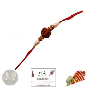 Elegant Single Rudraksh Rakhi with Coin