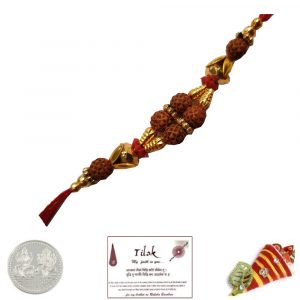 4 Rudraksh Rakhi with Free Silver Coin