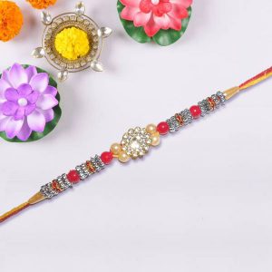 Stone Studded Flower Rakhi