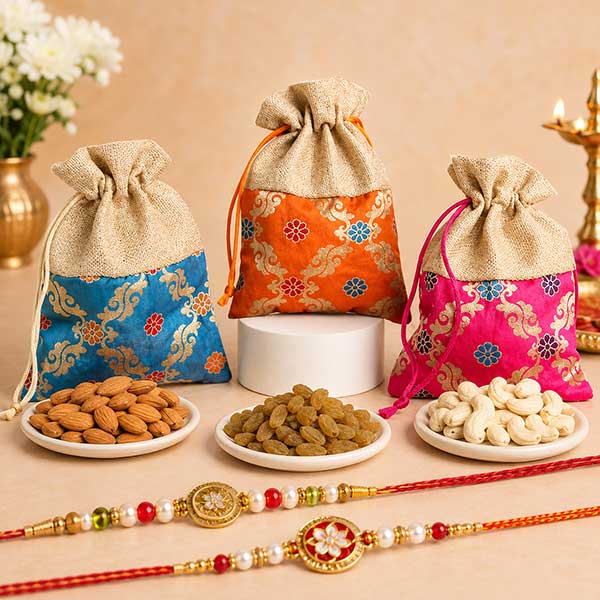 Rakhi Dryfruit Treat with 2 Rakhis
