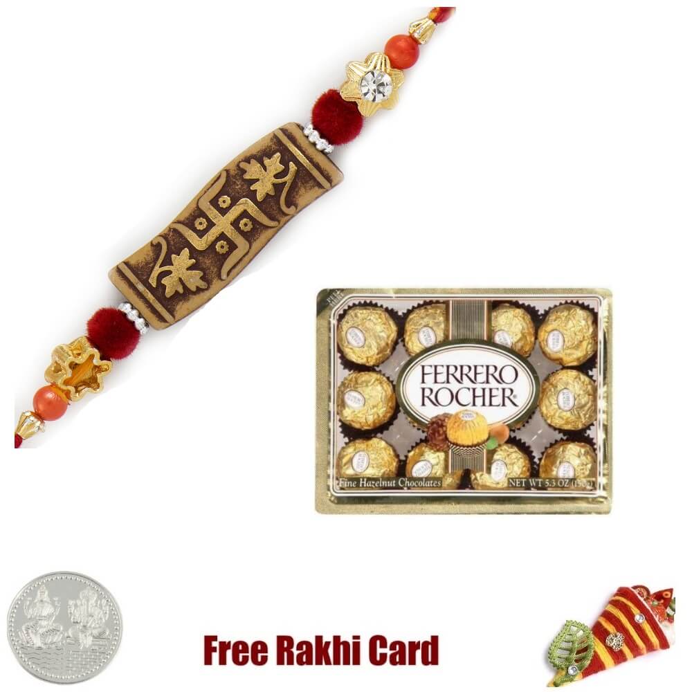 Ethnic Rakhi with 12 Piece Ferrero Rocher